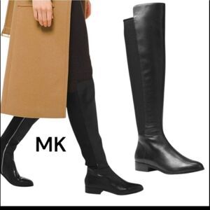 Michael Kors Black Nappa Leather Bromley Riding Tall Boot Us 7.5